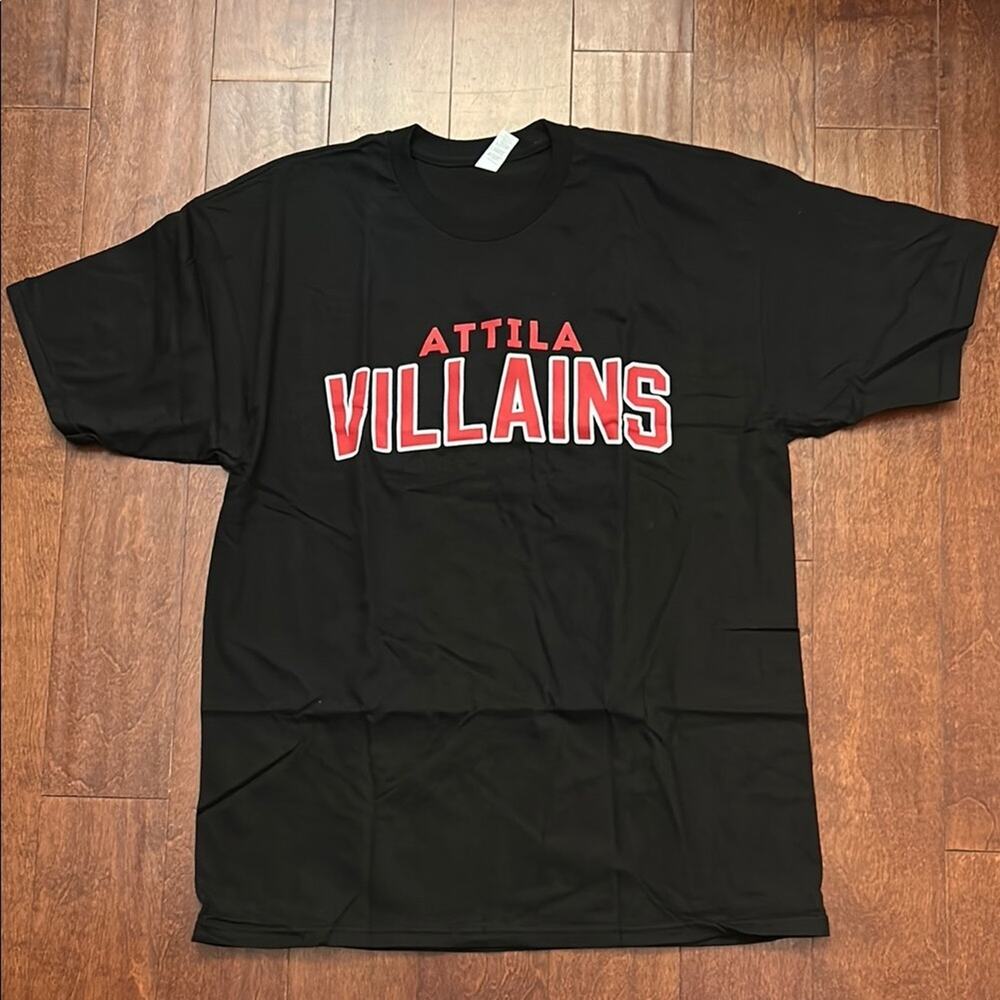 Attila “Villans” Black and Red Short Sleeve Tee, Size XL, New Without Tags